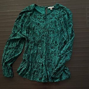 Knox Rose Teal Floral Women's Blouse